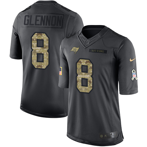 Men's Limited Mike Glennon Nike Jersey Black - #8 2016 Salute to Service NFL Tampa Bay Buccaneers